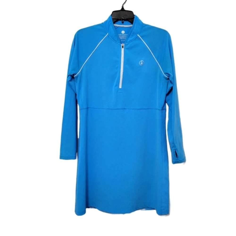 Solbari Long Sleeve Quarter Zip Dress UPF 50 Bright Blue Vacay Beach Resort Swim